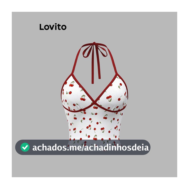 Lovito Casual Regata Feminina Fofa Com Estampa De Frutas E Vegetais Cadarço E Detalhes Contrastantes Cropped L108ED343