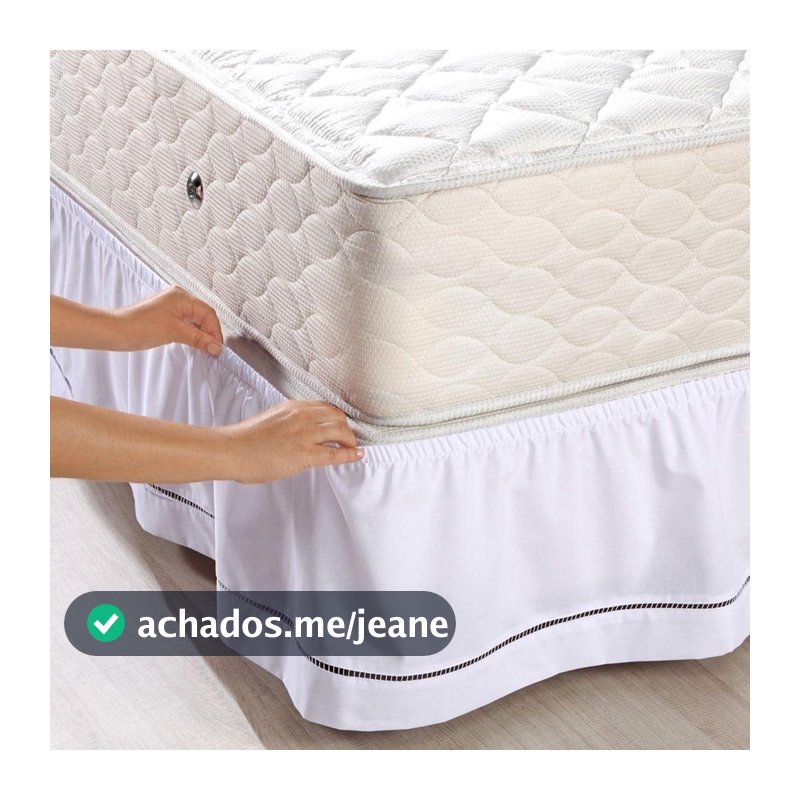 Saia Para Cama Box Casal Queen 180 Fios 100% Poliéster Em Detalhe Ponto Palito Microfibra