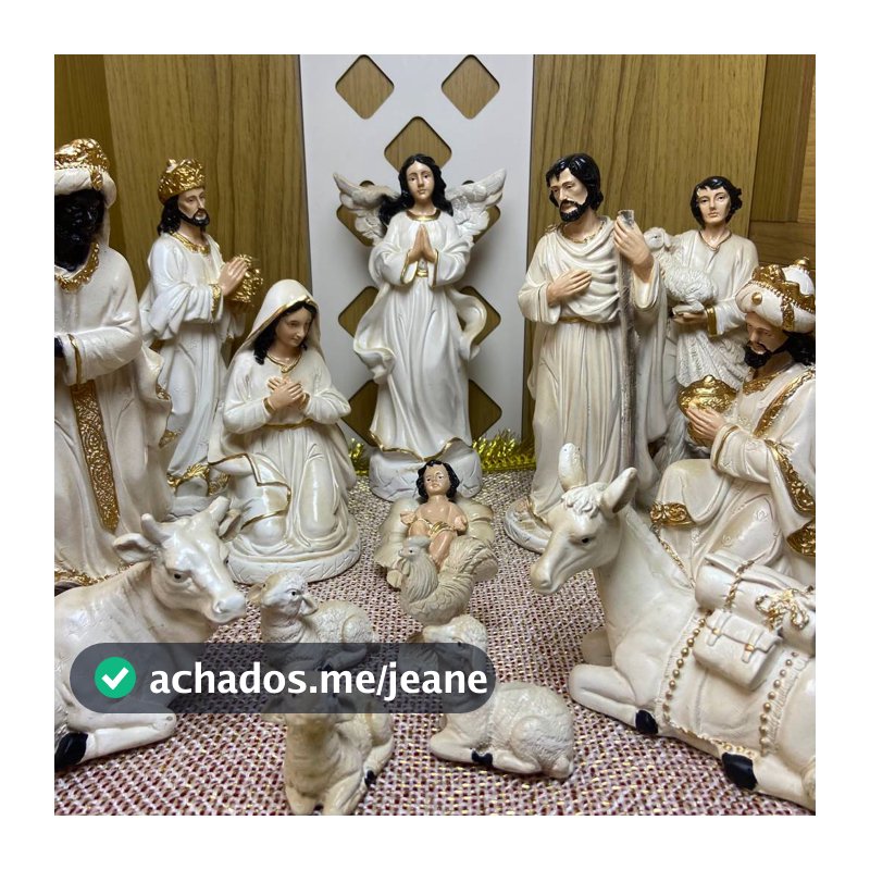 Presépio de Natal Branco Envelhecido 22cm Completo