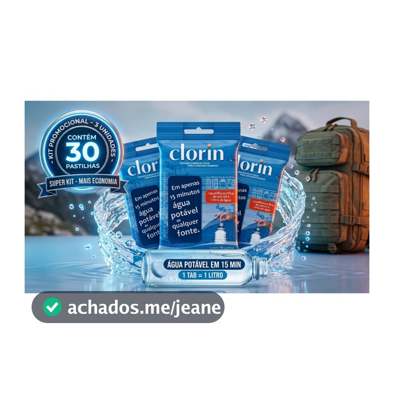 Kit Pastilhas Purificadoras de Água Portátil para Camping, Trilhas, Trekking - Clorin 1