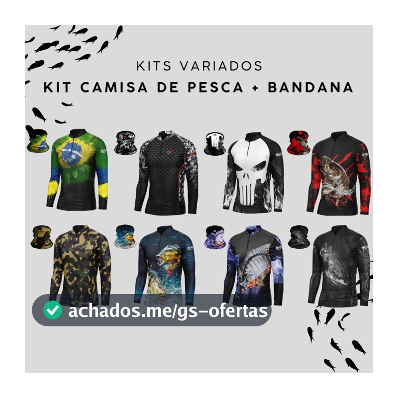 Kit Camisa De Pesca Dry Fit Masculina Manga Longa + Bandana Dryfit Leve e Resistente Com Proteção Térmica Uv50