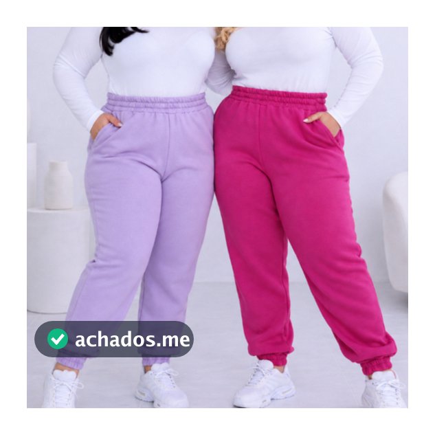 Combo 2 Calça Feminina Jogger Plus Size Premium Moletom Grosso Inverno
