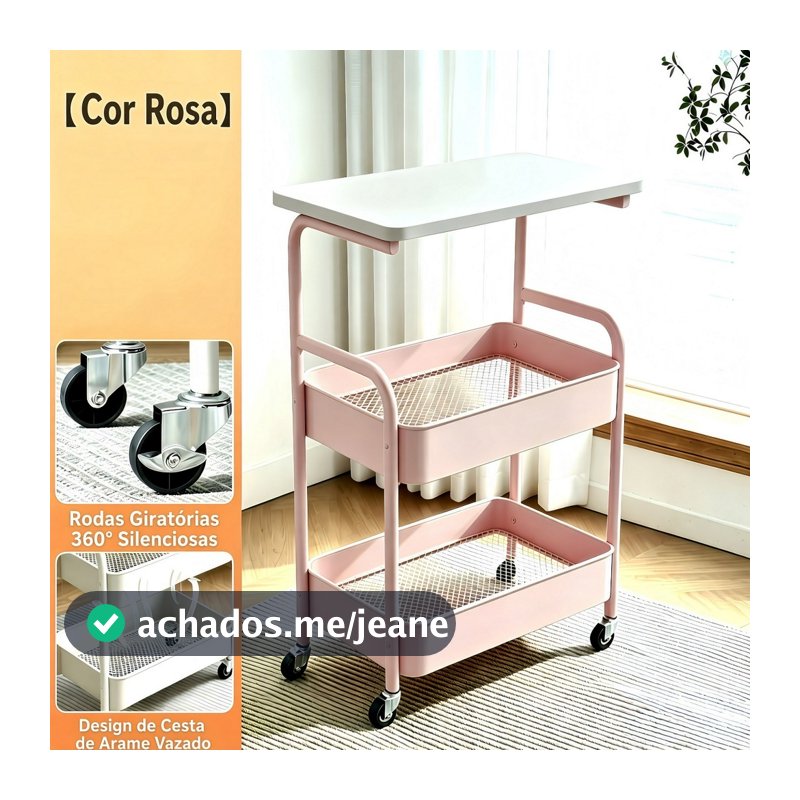 Carrinho Organizador 3 Andares Em Aço Espessados Organização Em Camadas Metal Prateleira Com Rodinhas