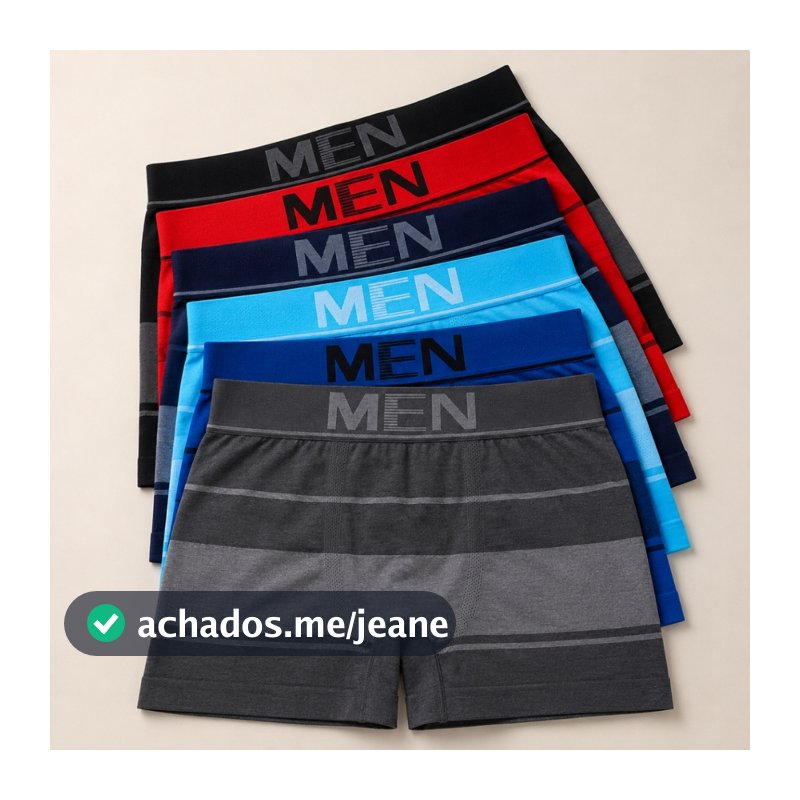 Kit 6 Cueca Boxer de Microfibra Kit de Cueca Masculina Men Adulto Cores Sortidas