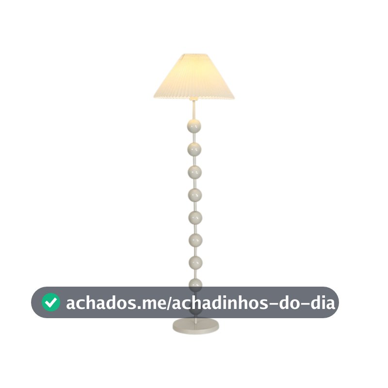 (2003) Luminária Chão Três Níveis Abajur Plissado Branco Ou Preto Corpo Metal Sala Quarto Escritório