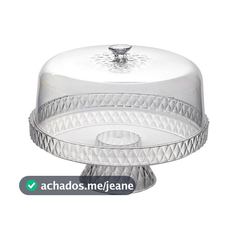 Boleira com Tampa Pé Porta Bolo Tortas Doces Transparente Glamour  Plástico Redonda Natal Mesa Posta Plasútil