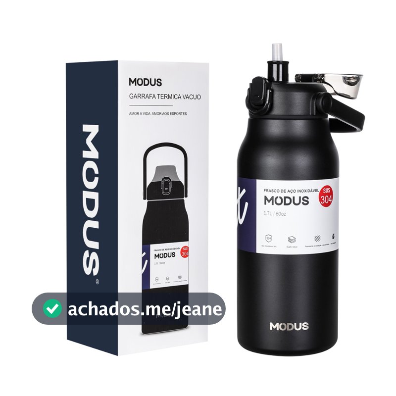 Garrafa Térmica Aço Inoxidável 1700ml Isolada a Vácuo Grande Capacidade Com Canudo