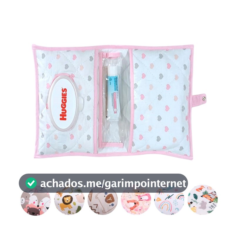 Porta Fralda Lenço Umedecido Pomada Portátil Para Bebê Menina Menino