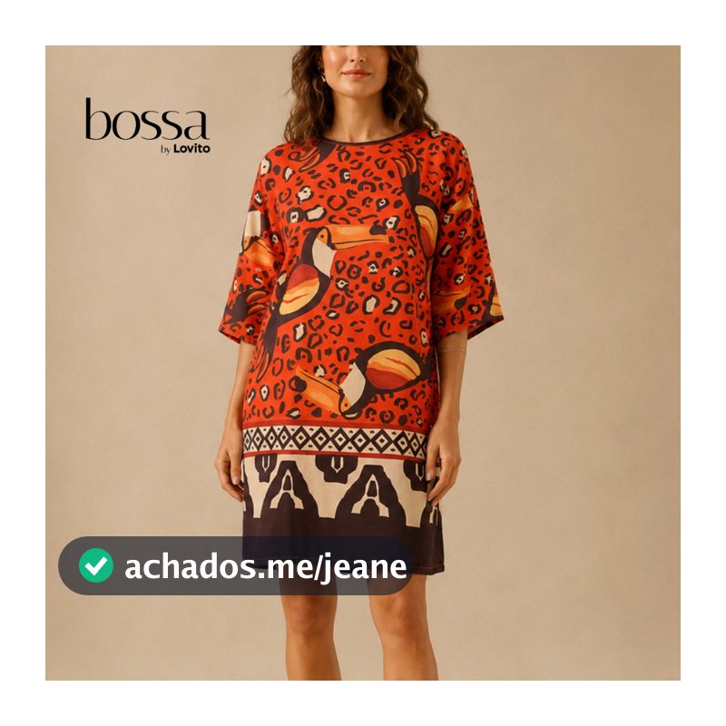 Lovito Bossa Vestido Estampado Feminino Casual Estilo Solto Manga 3/4 Moda Verão DRB480BRL510