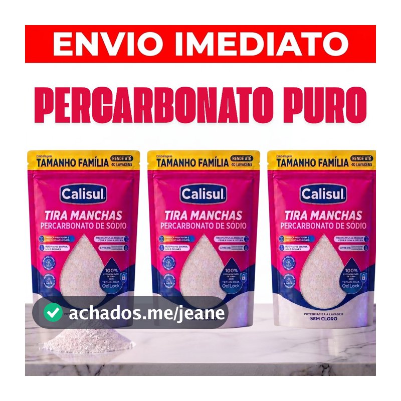 Percabonato de Sódio Puro Calisul Tira Manchas Sem Cloro 500 gr 1 kg 2 kg e 3 kg