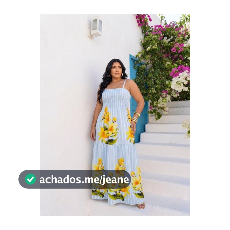 Vestido Longo Plus Size Estampado Florido Listrado Poa All Curve Alças Finas Elastico Modelador