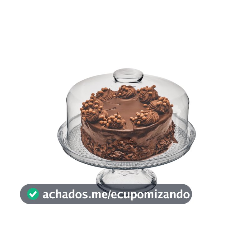 Boleira de Vidro com Pé e Tampa 28cm Vitazza Prato para Bolo, Doces, Sobremesas e Mesa Posta
