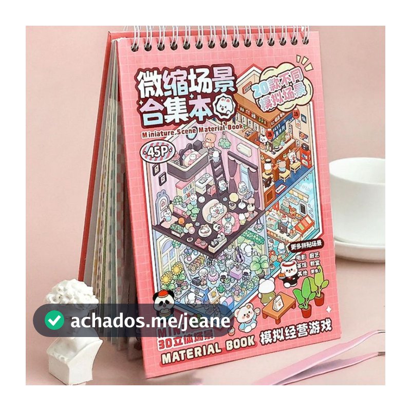 Caderno Adesivos 3d com 20 Cenários para Montar e Decorar.