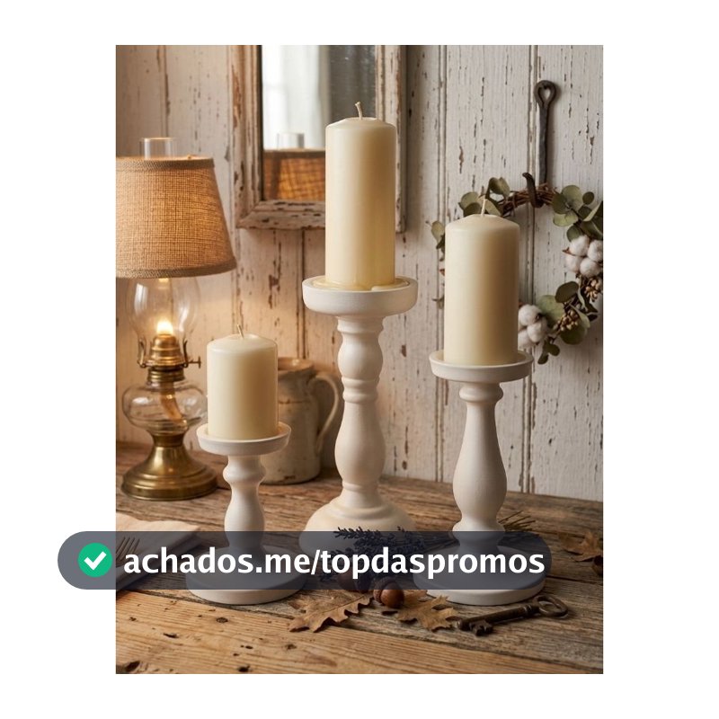Trio de Castiçais Decorativos | Estilo Farmhouse, Luxo e Minimalista