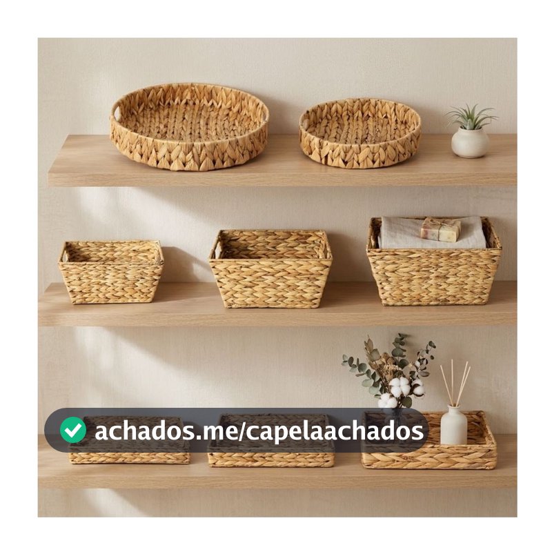 Cestos Fibra Natural Seagrass Organizador Multiuso Paramount Vaso Cesta Palha