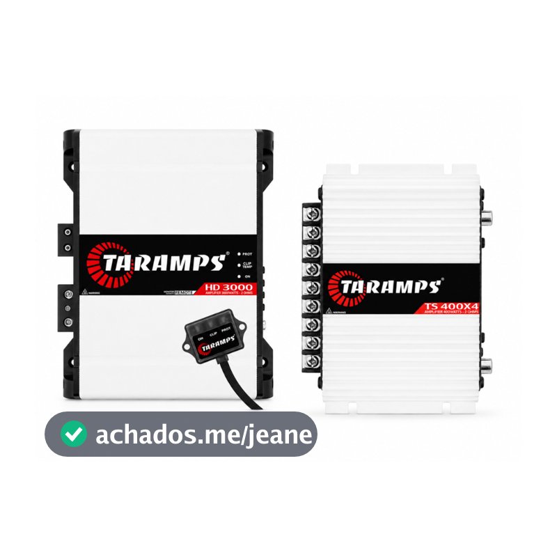 Kit Amplificador Taramps HD3000 3000W + TS400 4 Canais 400W RMS 2 Ohms Som Automotivo Completo