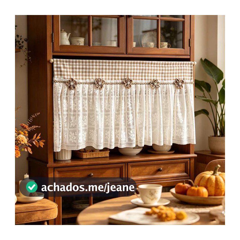 Saia Transparente Xadrez Vintage Para Cozinha , Fazenda , Meia Janela , Cortina Com Haste De Flores , Filtragem De Luz D