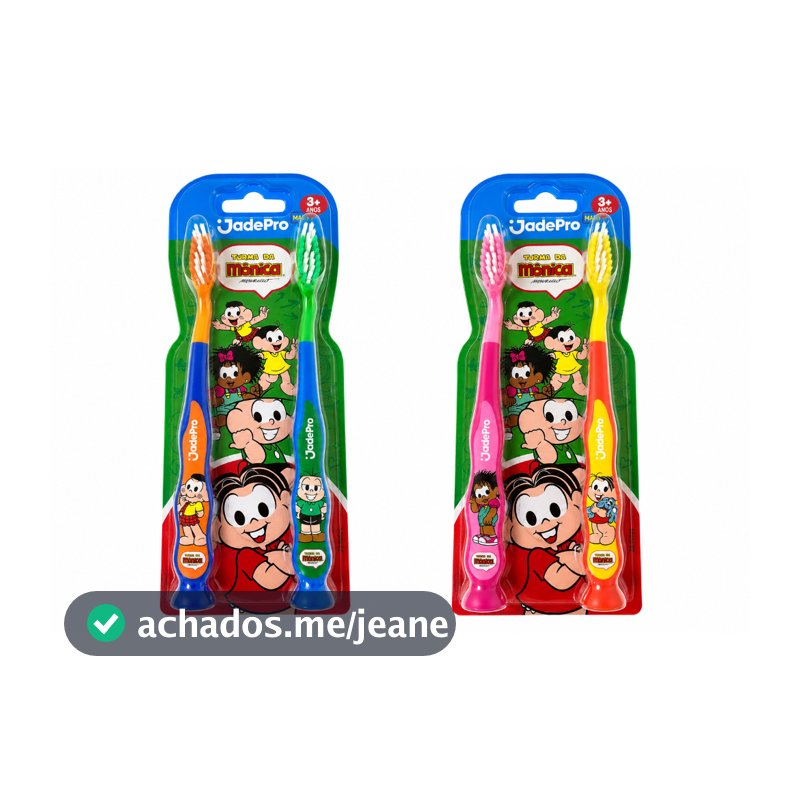 Escova Dental Infantil Turma da Mônica JadePro 2 Unidades Macia 3+