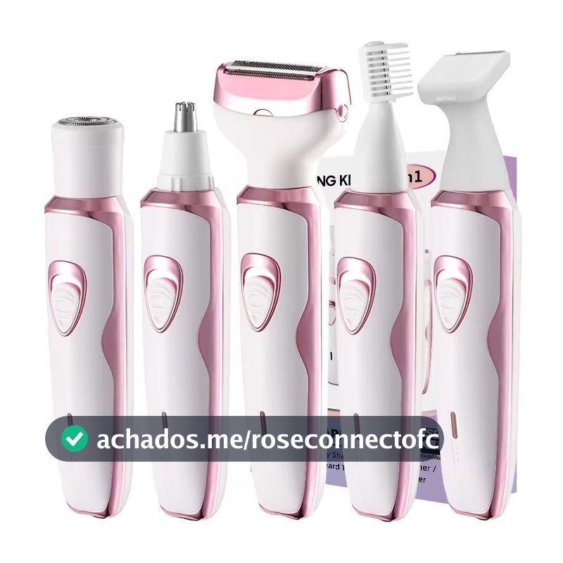 Barbeador Elétrico Feminino 4 em 1 Recarregável, Kit de Aparição para Rosto, Nariz, Pernas e Axilas, Máquina de Barbear