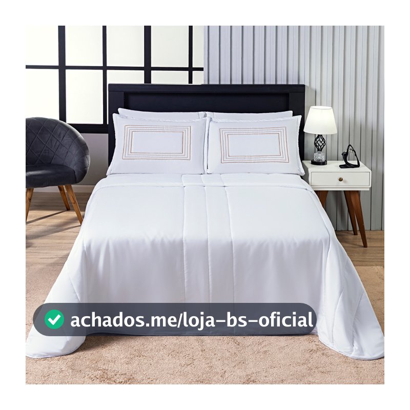 Cobre Leito Colcha Londres Casal Padrão 3 Peças Bordado Dupla Face