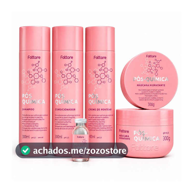 Kit Completo Pós Química Profissional Fattore – Tratamento Completo para Cabelos com Química e Danificados