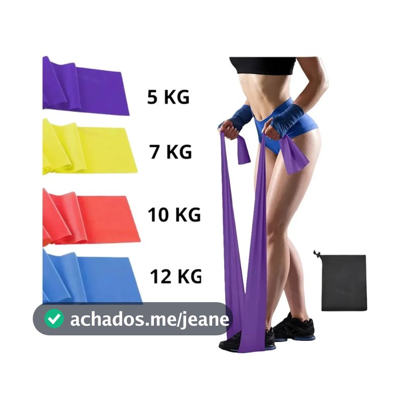 Kit 4 Faixas de Resistência Elástica TPE para Exercícios Fitness, Yoga, Pilates, Fisioterapia e Treino Funcional