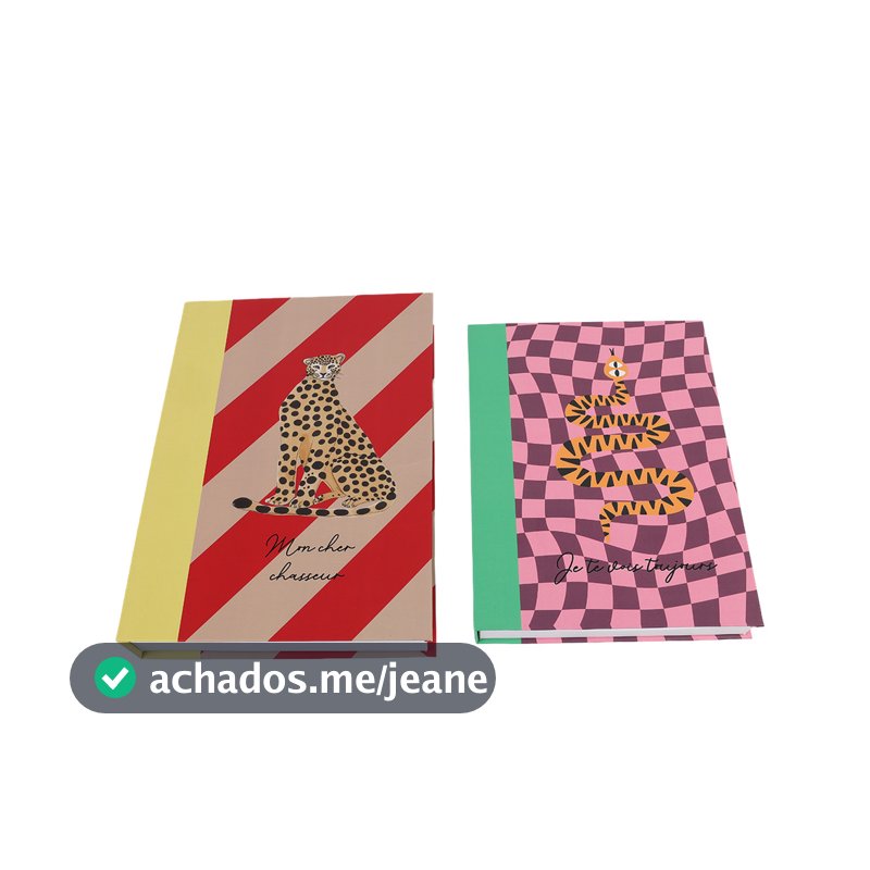 Caixa Livro Decorativa Onça Kit 2 Organizadora Luxo