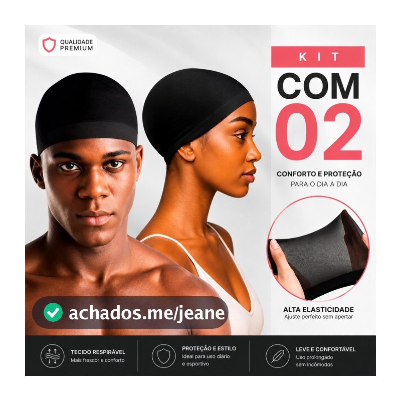 Kit 2 Touca Nero Anti Frizz Noturna Proteção Para Cabelos Cacheados e Lisos