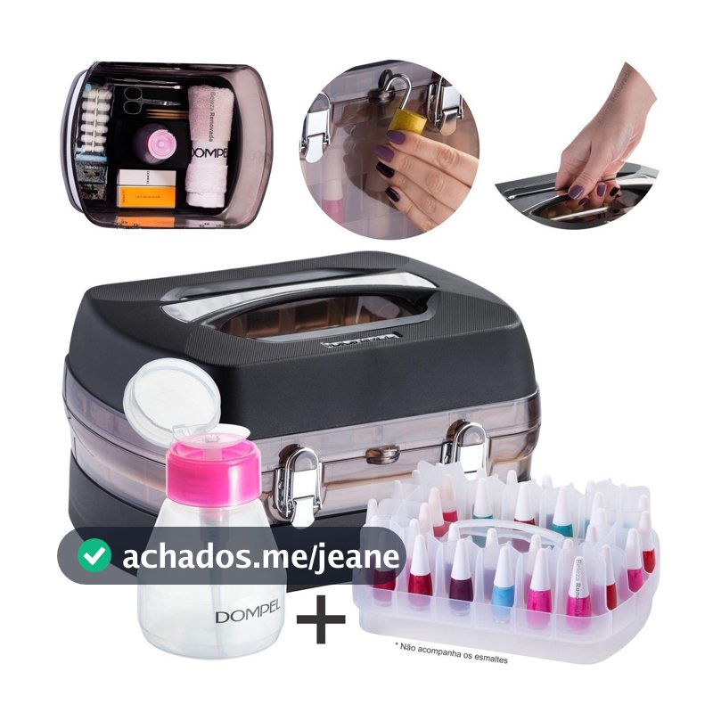 Maleta Manicure Dompel Organizadora 34 Esmaltes E Acetona
