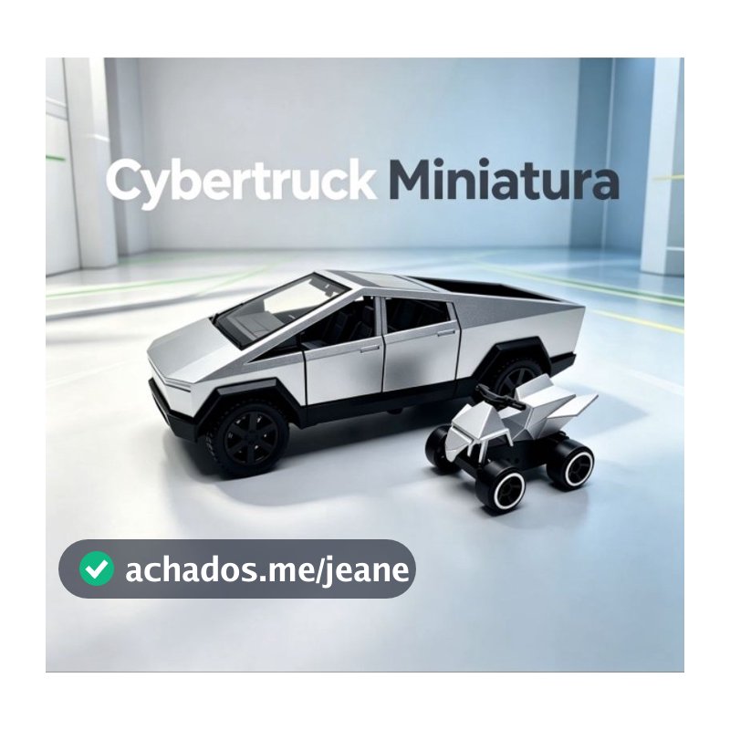 Miniatura Caminhonete Cybertruck de Metal com Moto ATV, Carrinho de Fricção 12cm, Portas Abertas, Brinquedo Colecionável
