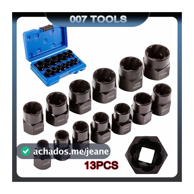 Conjunto De 13 Peças De Remoção De Porcas De Impacto , Soquete Extrator , Ferramentas Removedora De Parafusos