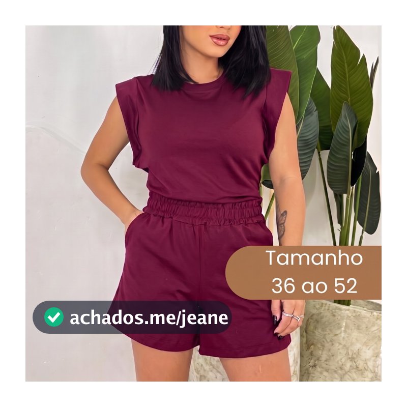 Conjunto Feminino Casual Blusa e Short Liso Algodão Premium