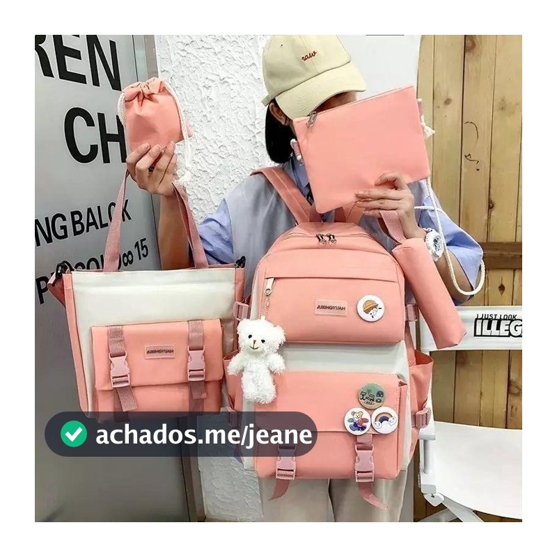 KIT 5 Estudantes Adolescentes Meninas Mochila de Viagem Casual Coreia Tour Grande Capacidade