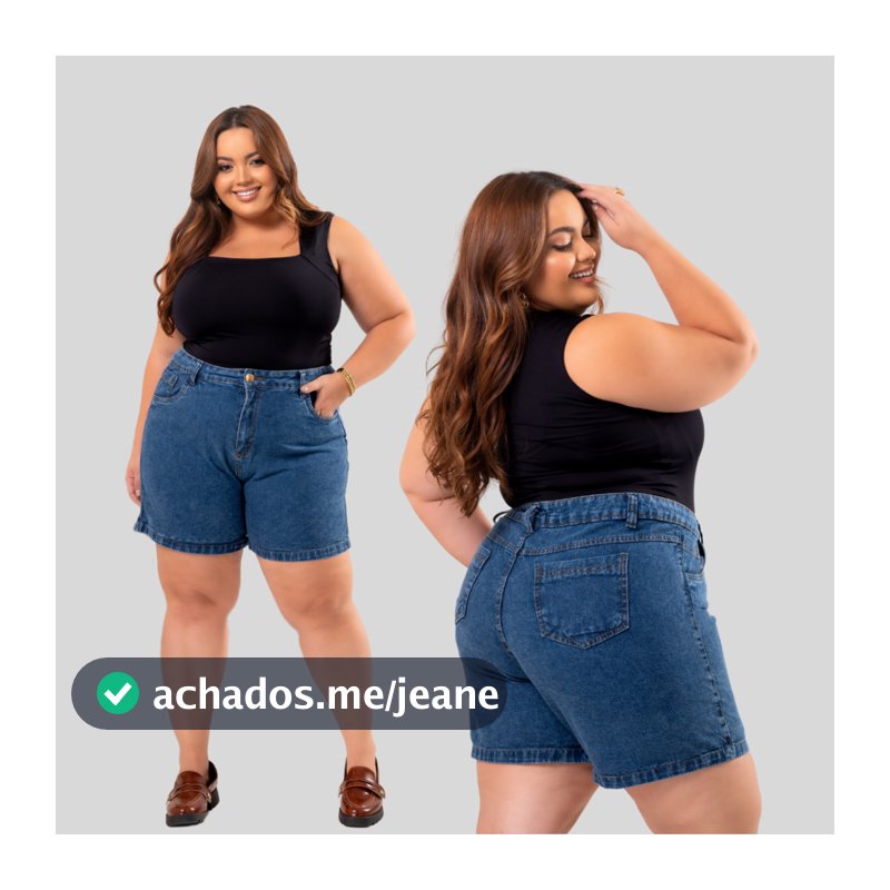 Short Jeans Feminino Plus Size Sem Lycra Bermuda