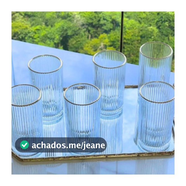 Jogo 6 copos Borda Dourada 420ml