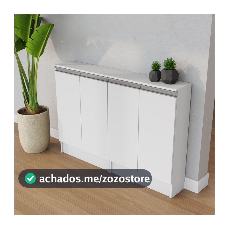 Despensa Balcão Estreito Compacto Multiuso MDF Nicho Aparador Mini Dispensa Entregue Montado Branco