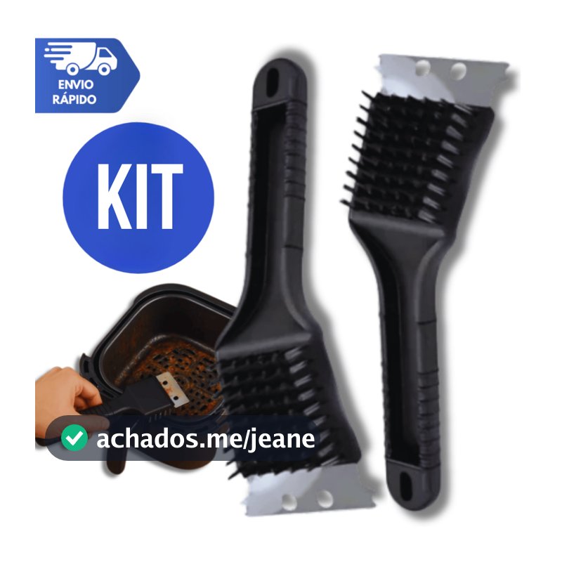 Limpa Grelha e Airfryer Aço Inox Escova e Raspador para Limpar Churrasqueira Variáveis