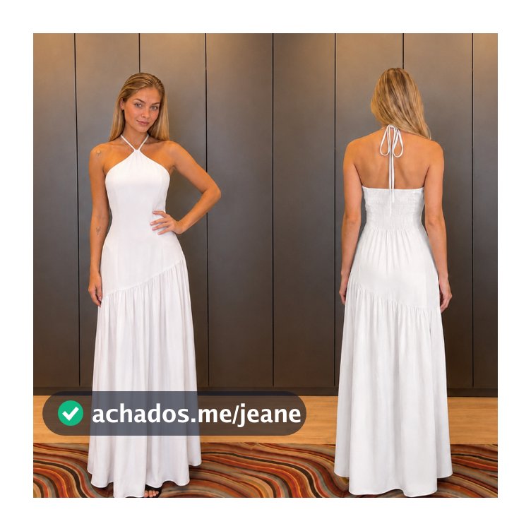 Vestido Longo Feminino com Amarração no Pescoço – Elegante e Confortável