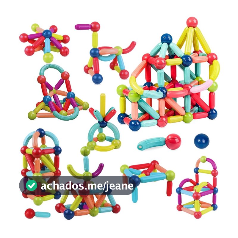 Blocos de Montar Magnéticos Bastões Brinquedo Infantil 138 Peças