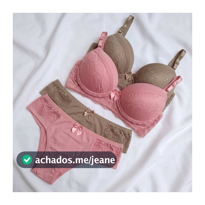 Kit Conjunto Lingerie Feminina Calcinha e Sutiã Com Bojo Rendado Confortável Delicado