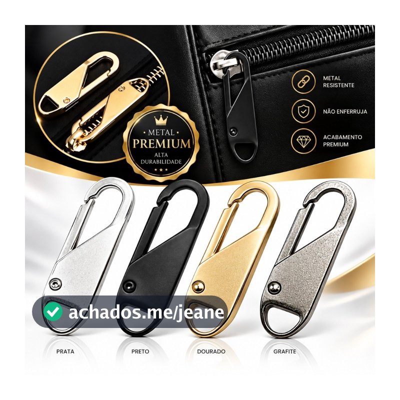 Kit 10/6/3 Puxador de Zíper Metal Reparo para Bolsa Mochila Mala e Jaqueta
