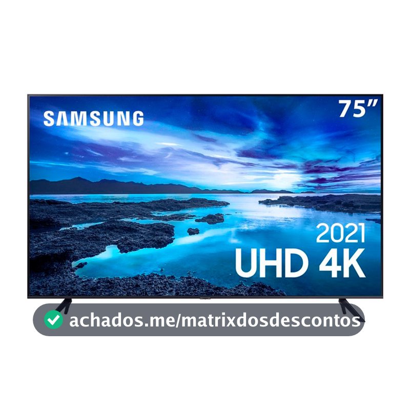 Smart Tv 75 Polegadas UHD 4K 75AU7700 Processador Crystal Tela sem Limites Samsung
