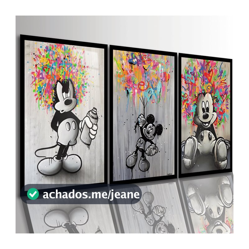 Quadros Decorativos Quarto Gamer Mickey Disney Money Quadro Grande Moderno Luxo