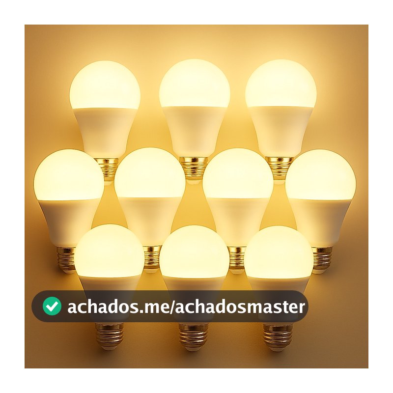 Kit 10 Lâmpada Led Bulbo 9w 3000k Branco Quente Bivolt 110v 220v Luz Amarela Ambiente Aconchegante