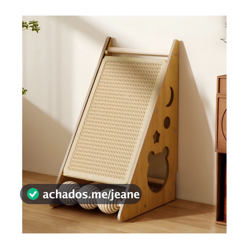 Arranhador de gatos multifuncional de sisal triangular com dua faces