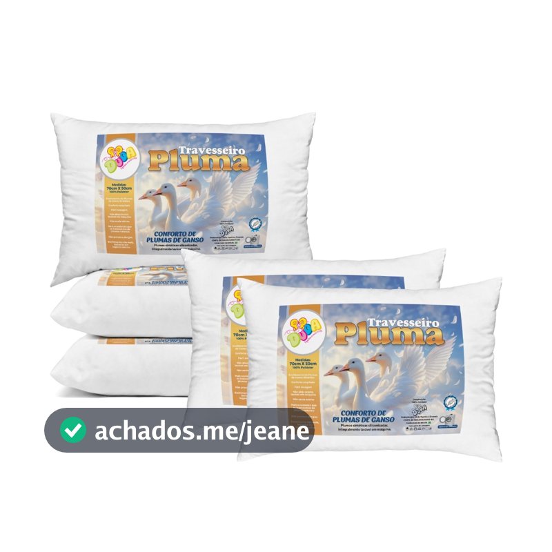 Kit Travesseiro Pluma de Ganso Confortavel e Macio Antiacaro 70x50cm