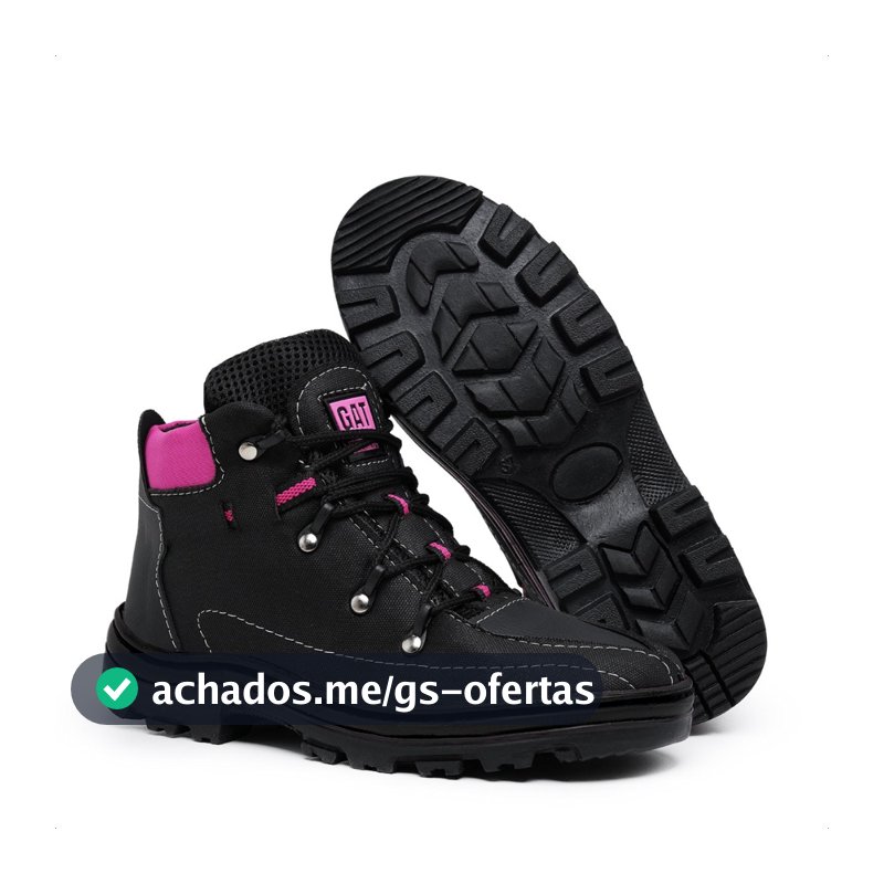 Bota Coturno Feminino Adventure Tênis Cano Curto Preto Rosa do 33 ao 40