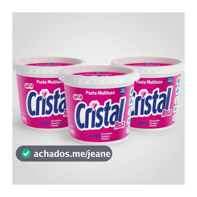 Kit 3 Pastas Cristal Rosa - 500G
