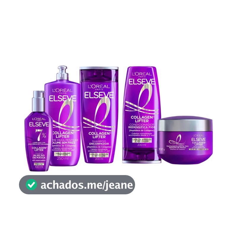 💜 Kit Completo Elseve Collagen Lifter 5 Itens – Engrossador para Cabelos Finos e Sem Volume (200ml)
