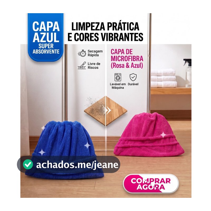 Capa De Vassoura Microfibra Reutilizável Pano Limpeza Lavável Pega Poeira e Pelos - Envio Imediato